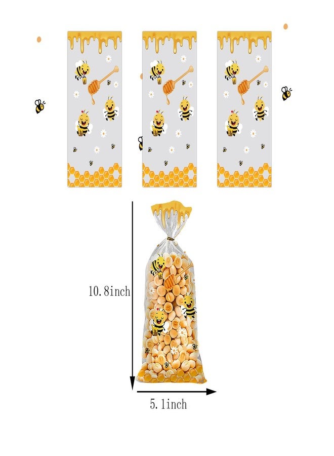 CSTYWC 50PCS Bee Cellophane Treat Bags Yellow Honey Bee Plastic Candy Goodie Bags Party Favor Bags with Twist Ties for Birthday Baby Shower Party Gift Wrapping Supplies - Image 2